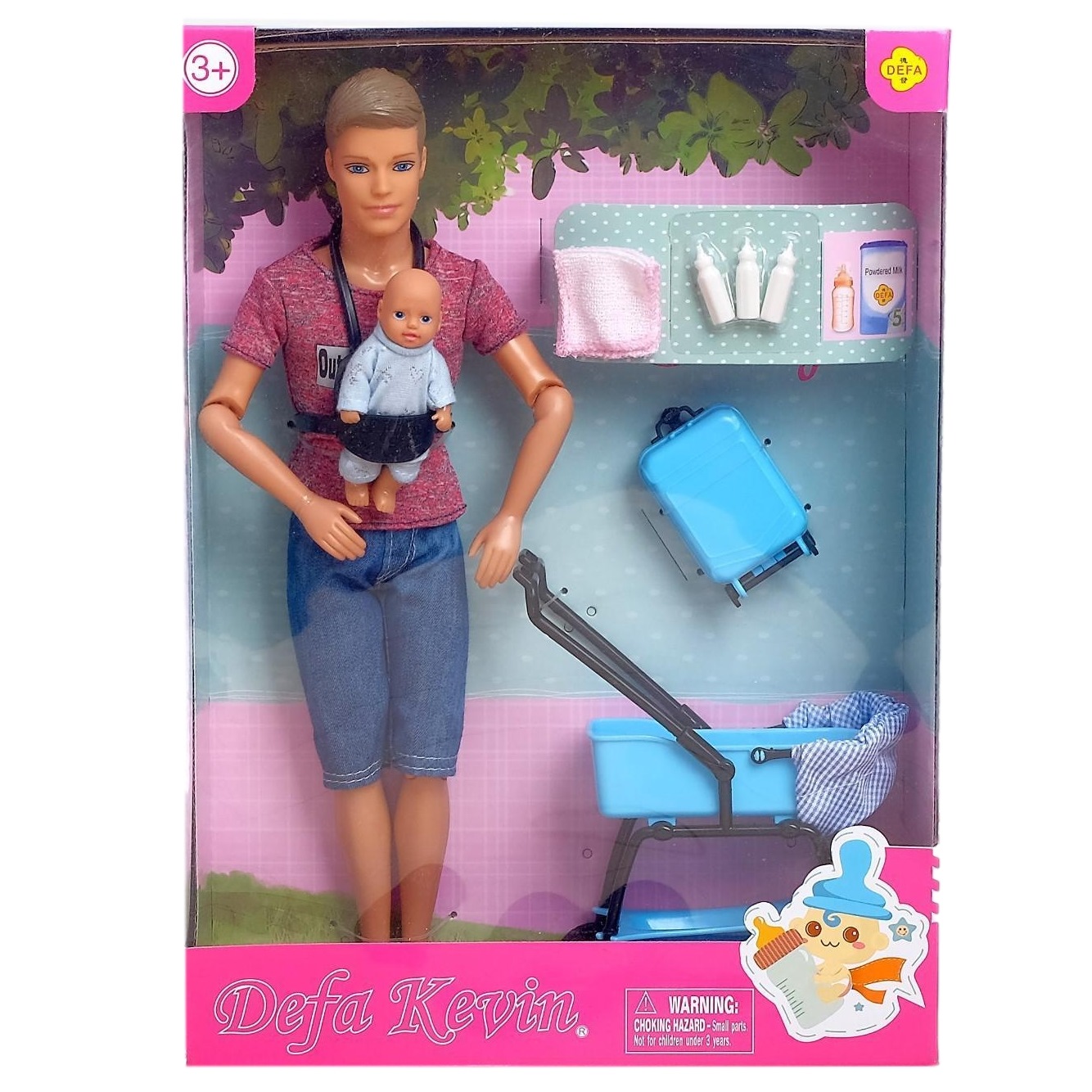 Кукла Дефа Люси "Кевин" с малышом (коляска, чемодан, 29 см)