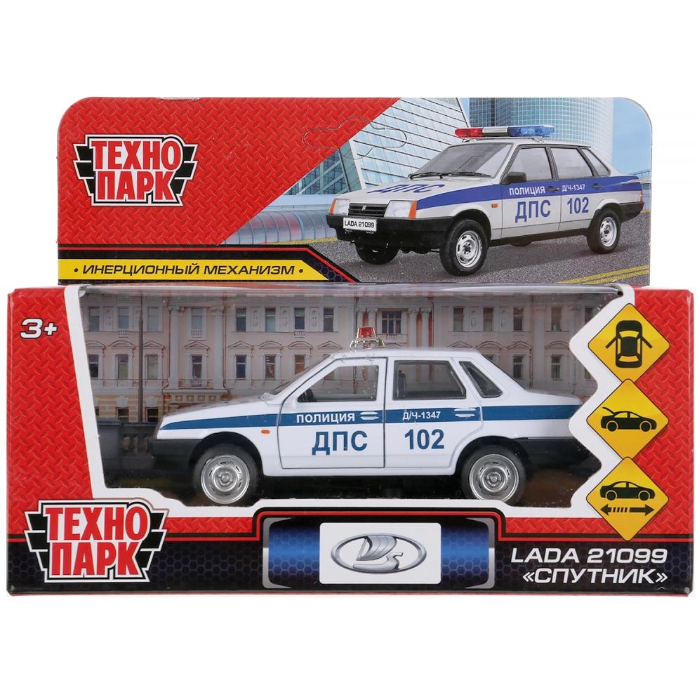 Машина Технопарк "Лада-21099 Спутник полиция" (белый, 12 см)