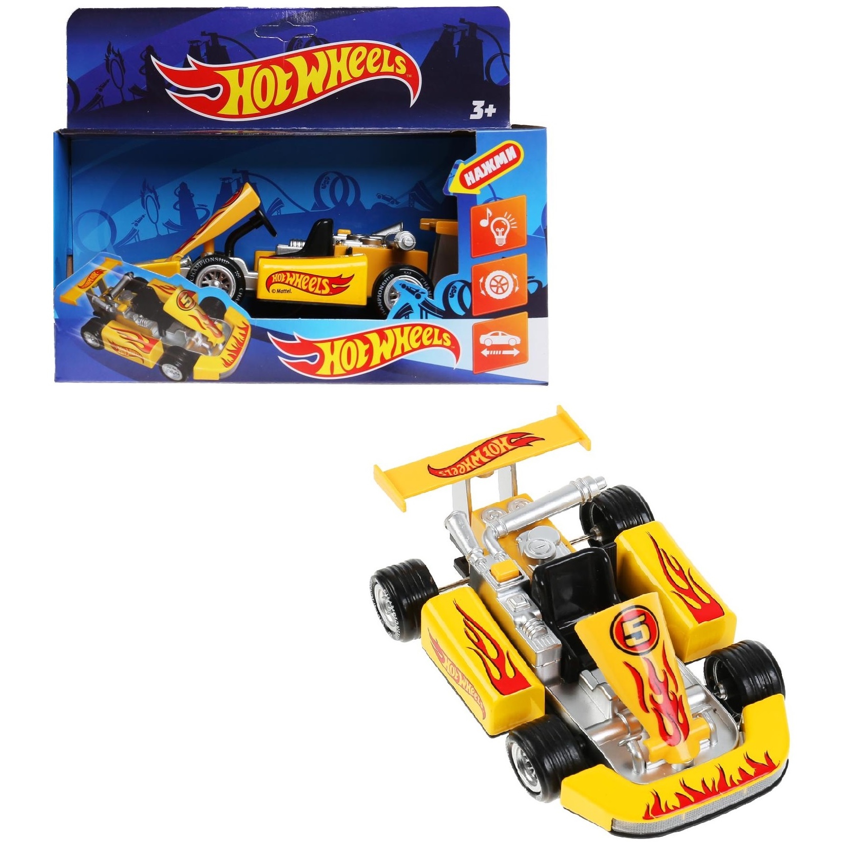 Машина металл свет-звук hot wheels спорткар, 15 см, инерц, кор. технопарк в кор.2*30шт FY866