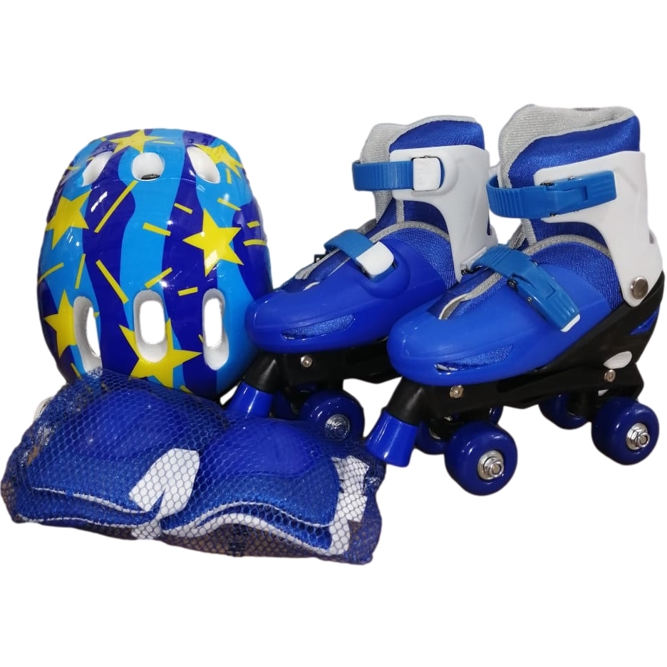 Комплект "Ролики, шлем, защита" (синий, р. 35-38) DJS-705 РVС