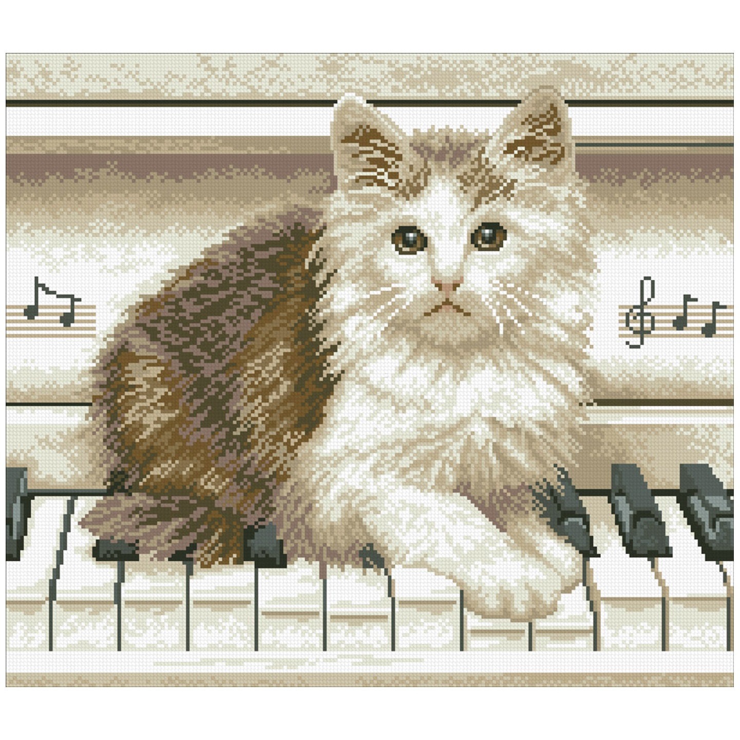 Алмазная мозаика "Котёнок на пианино" (41х47 см)