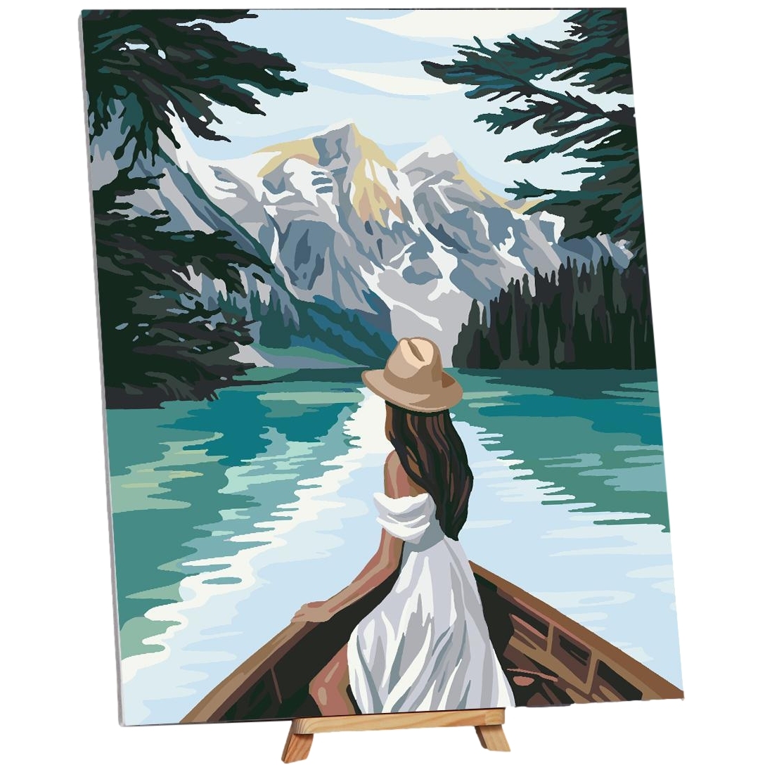 Картина по номерам "Девушка в лодке" (с подрамником, 40х50 см) 6491543