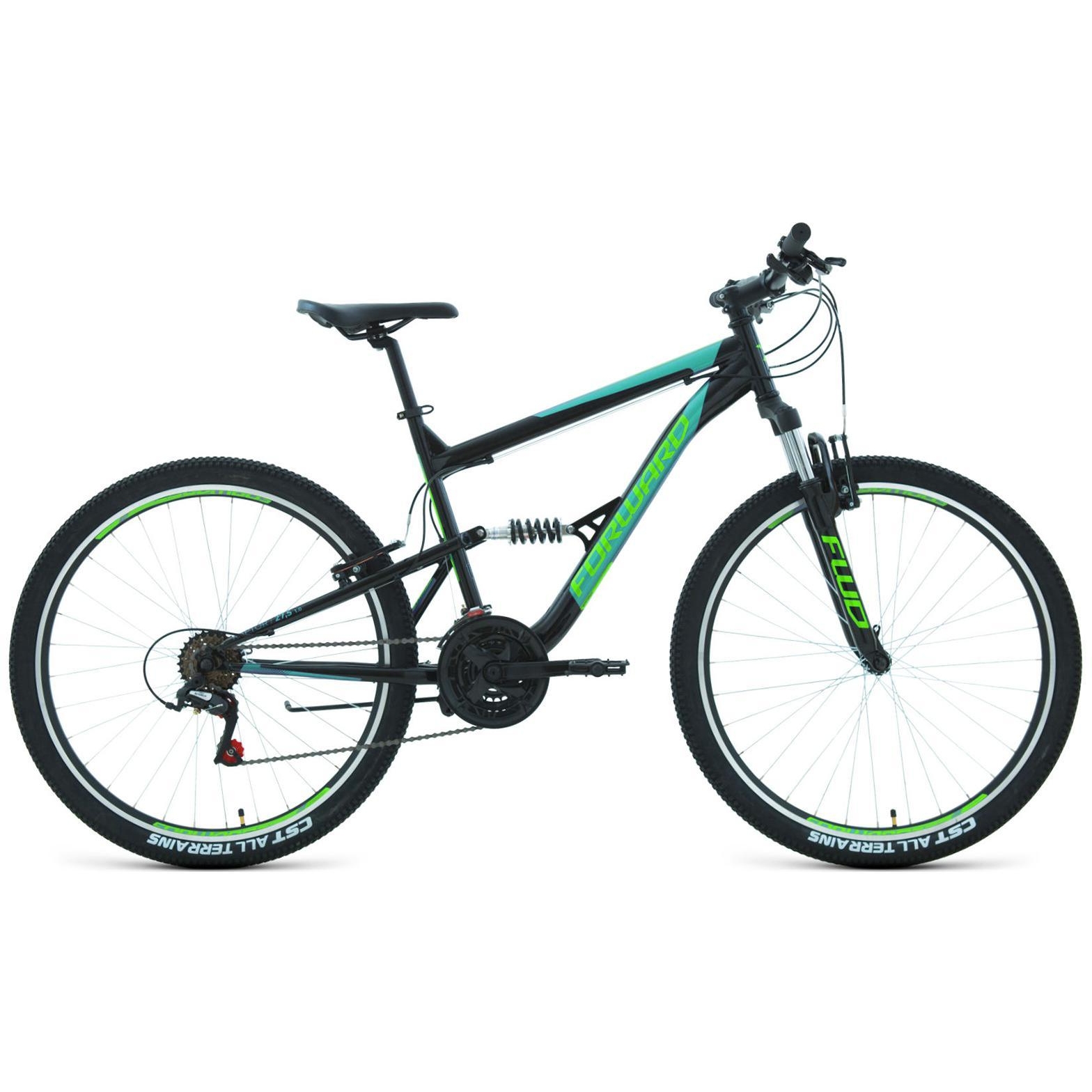 Велосипед 27.5" Forward Raptor 1.0 (черный/бирюзовый, 18 скоростей)