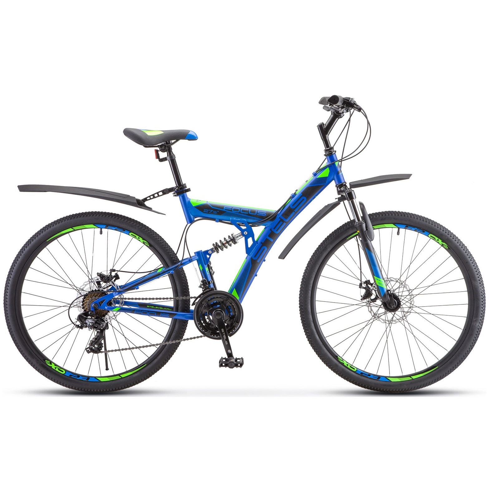 Велосипед 27,5" Stels focus MD (синий/неоновый-зеленый)