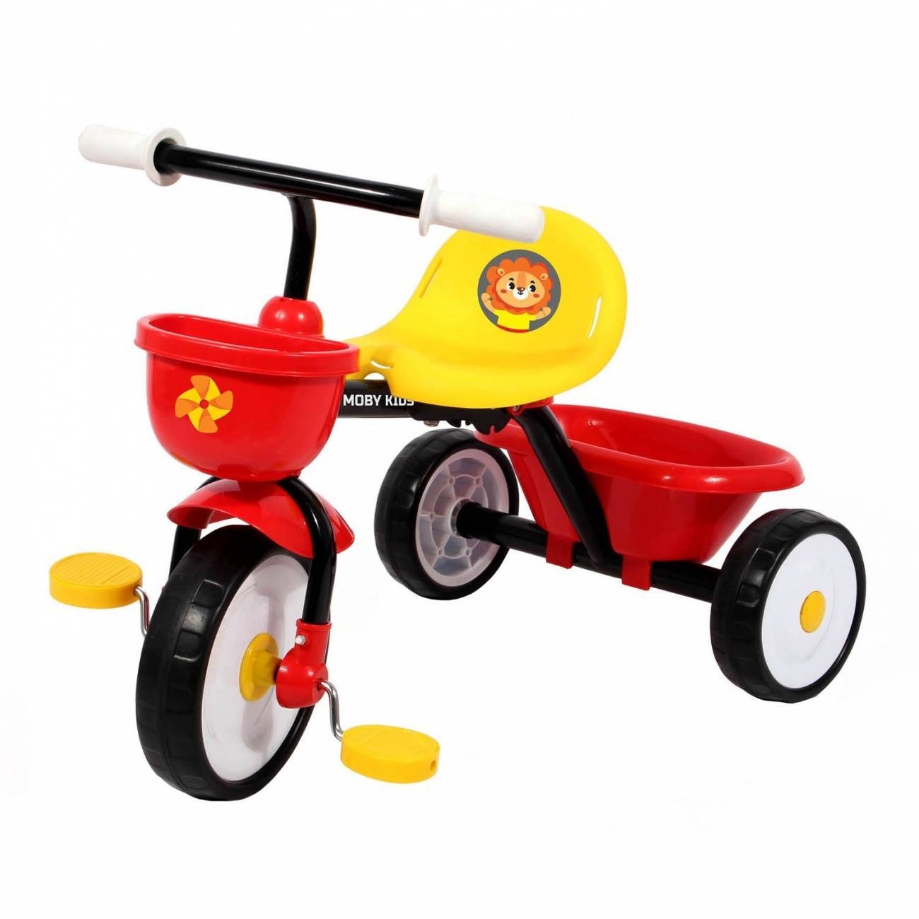 Велосипед трехколесный Moby Kids Primo "Львенок" (красно-желтый, складной)