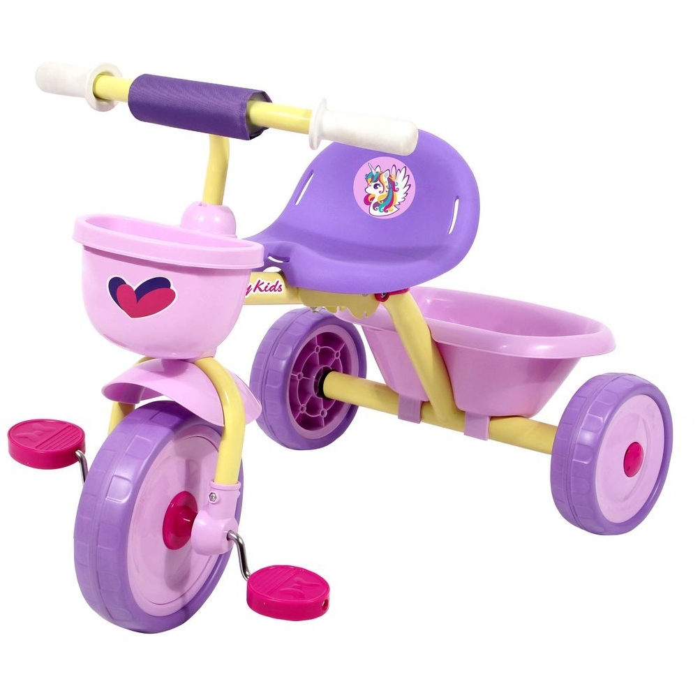 Велосипед трехколесный Moby Kids Primo "Единорог" (розово-сиреневый, складной)