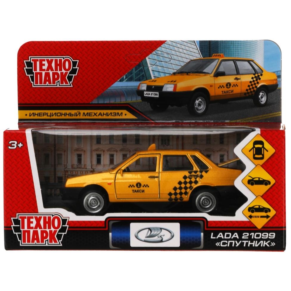 Машина Технопарк "ВАЗ-21099 Спутник Такси" (желтый, 12 см)