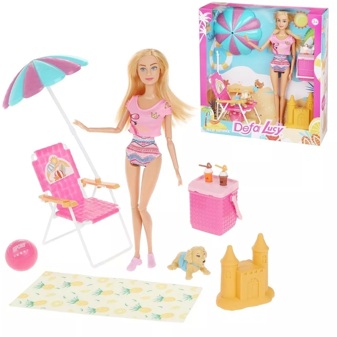 Кукла Дефа Люси "Пляжный отдых. На пляже" (7 предметов, 29 см)