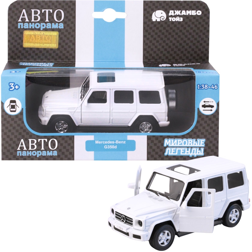 Машинка металлическая 1:42 Mercedes-Benz G350d, белый, откр. двери, инерция, в/к 17,5*12,5*6,5 см JB1200182