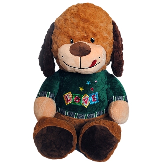 Мягкая игрушка "Собака в кофте с вышивкой № 1" (32x50x35 см)