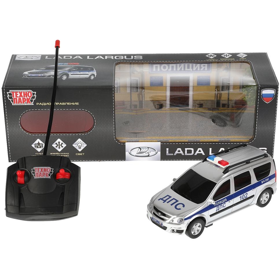 Машина с пультом Lada Largus Полиция (18 см, свет, серебрянный) LАDАLАRGUS18LРОLGY