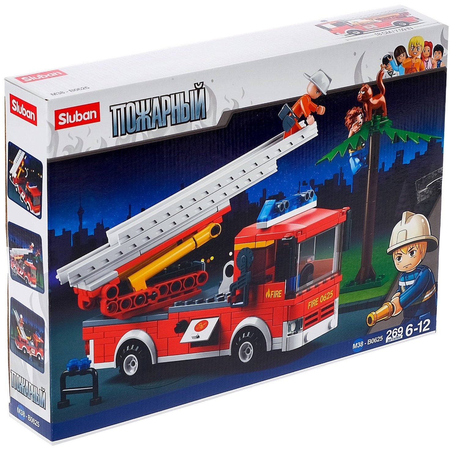 Конструктор Sluban "Пожарный, пожарная машина с лестницей" (269 дет.)