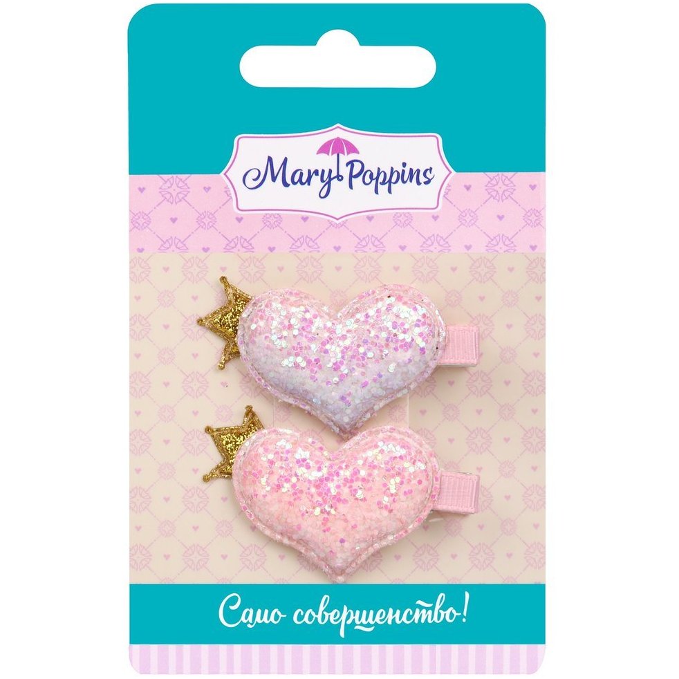 Набор зажимов "Сердечки" 4 x 2,5 см., 2 шт. 455394