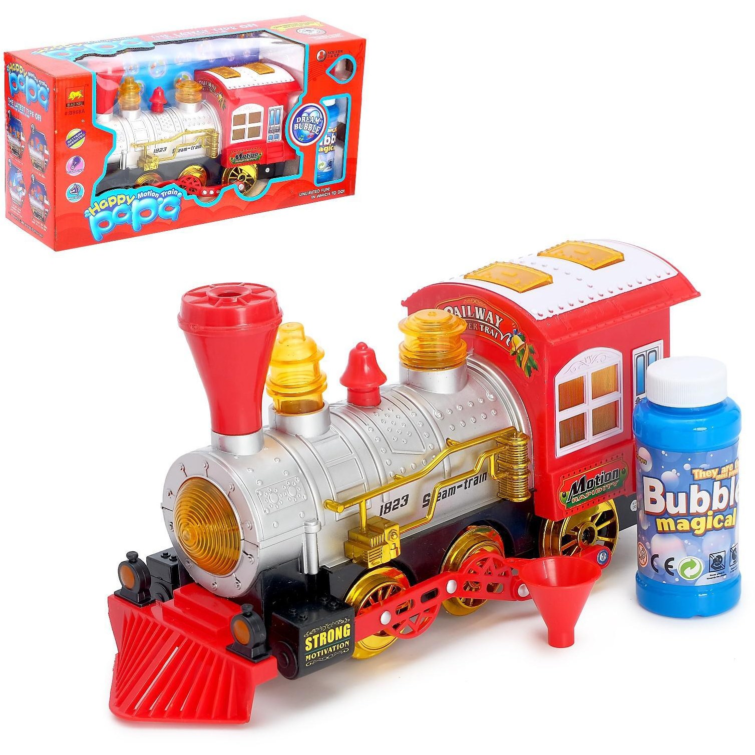 Паровоз "Классический" с мыльными пузырями, работает от батареек, свет и звук 6252983