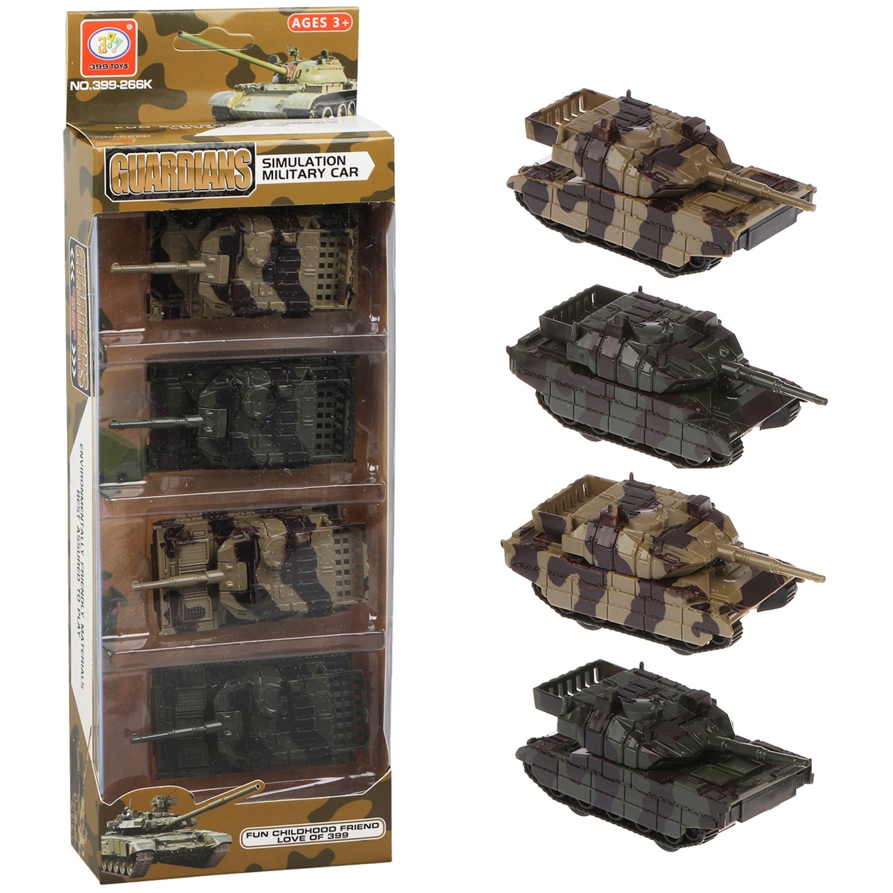 Игр.набор Военный, в комплекте: танки инерц. 4шт., коробка 399-266K