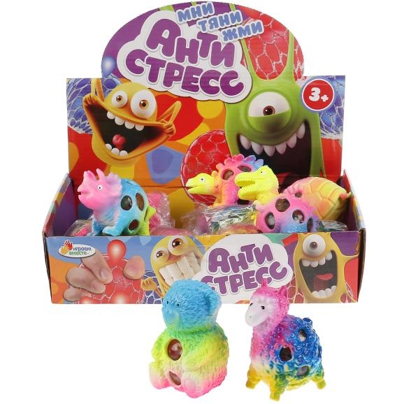 Игрушка антистресс "Играем вместе" микс: динозавр+змея+медведь+альпака в дисплее уп-12шт в кор.12уп