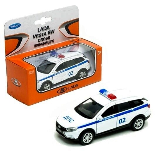 Игрушка модель машины 1:34-39 LADA VESTA SW CROSS полиция ДПС 43763PB