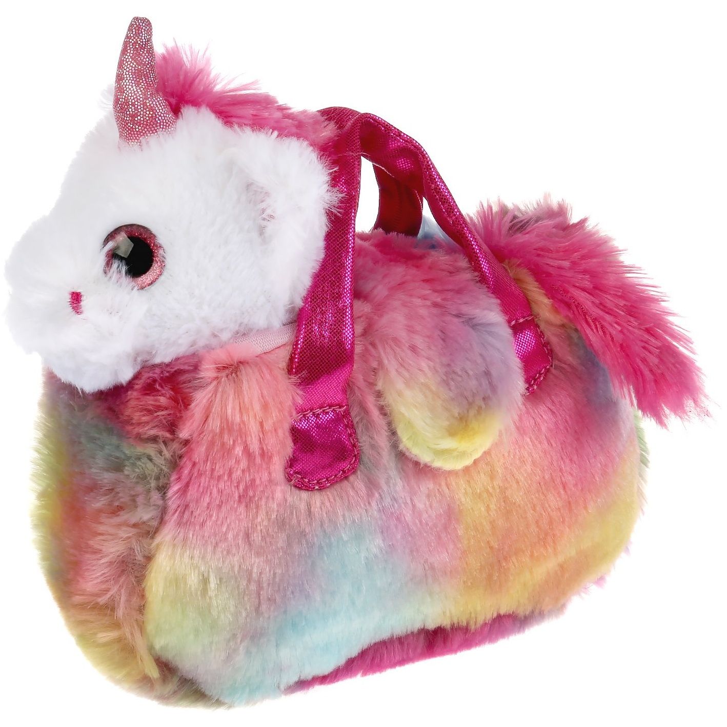 Мягкая игрушка "Мой питомец" Единорог в радужной сумочке (15 см)