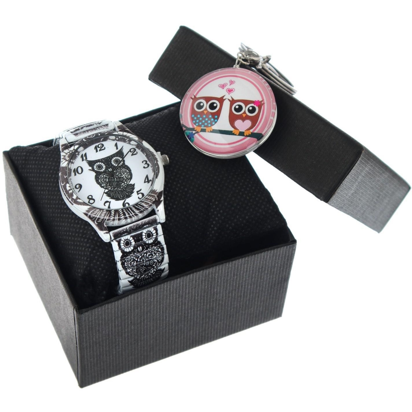 Подарочный набор 2 в 1 "Совушки" наручные часы, брелок