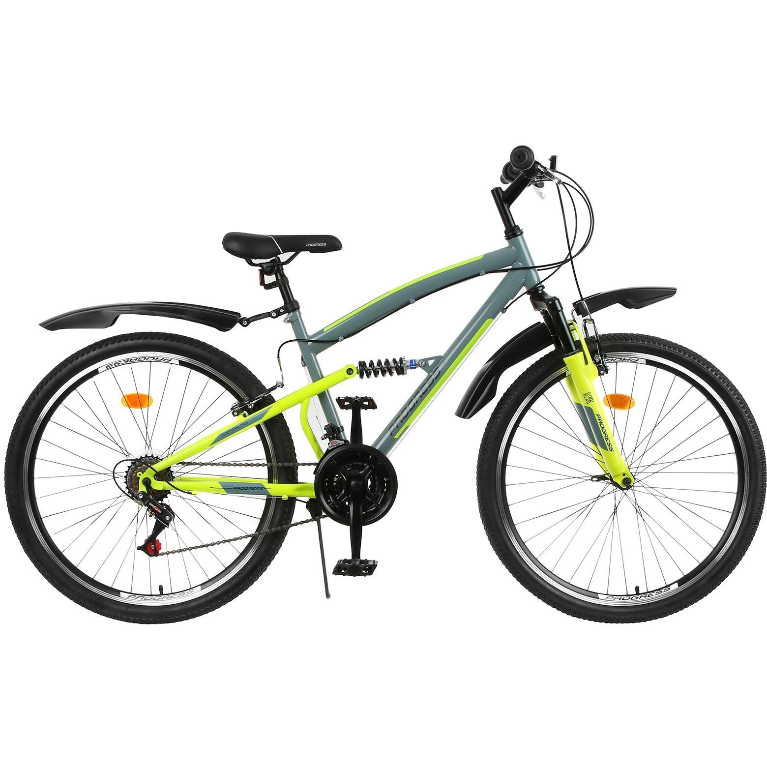 Велосипед 26" Progress Sierra FS (серый/зеленый, 18 скоростей)