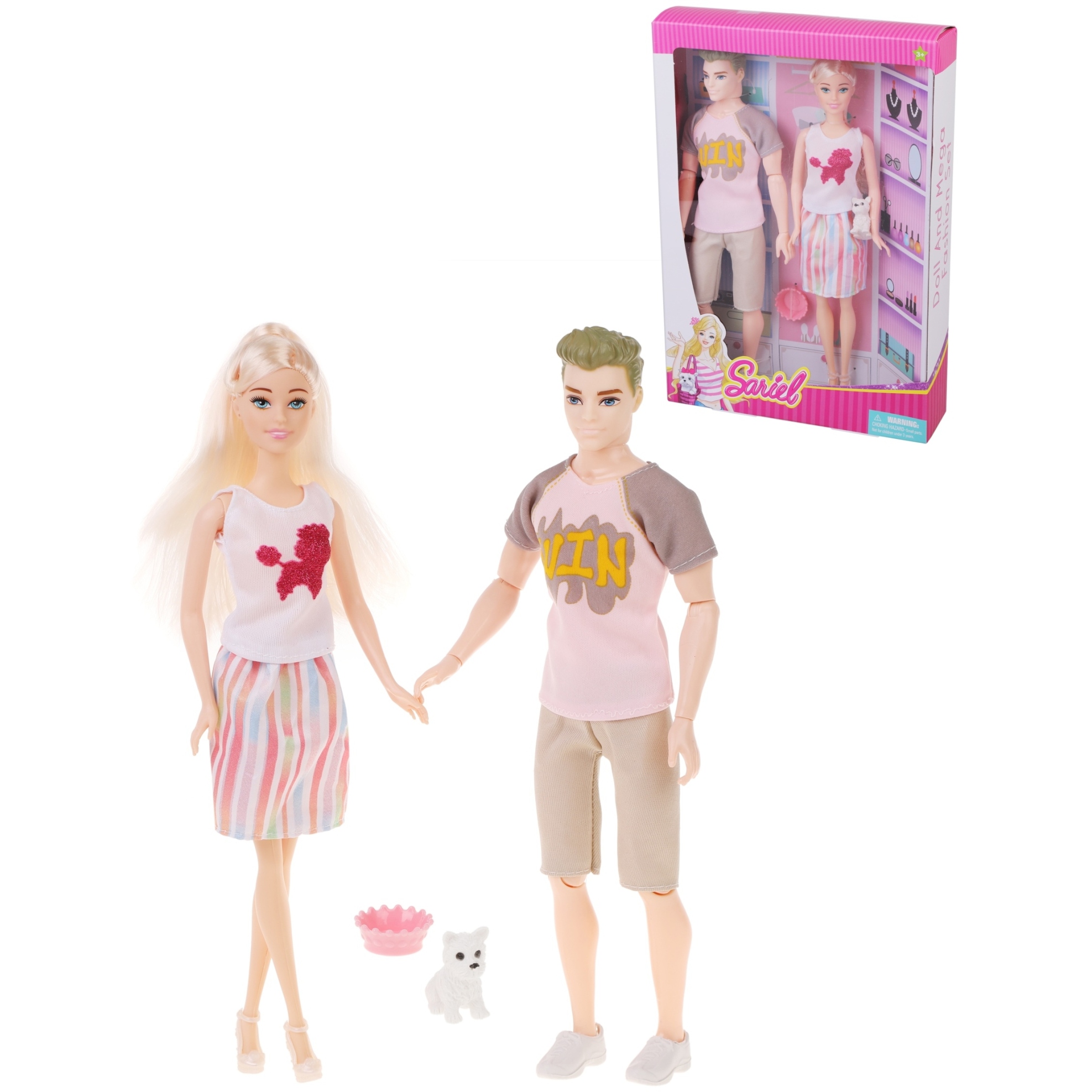 Набор кукол "Счастливая семья" (2 куклы, питомец, 29 см)