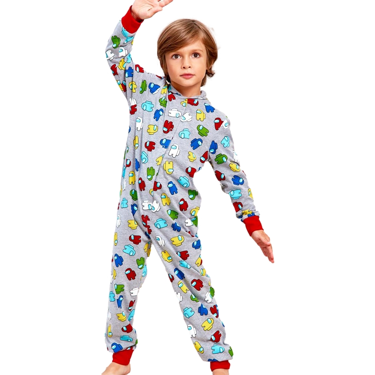 Пижама-комбинезон д/м 116-122 Амонг Juno Sleepwear Boys серый меланж AW21BJ630