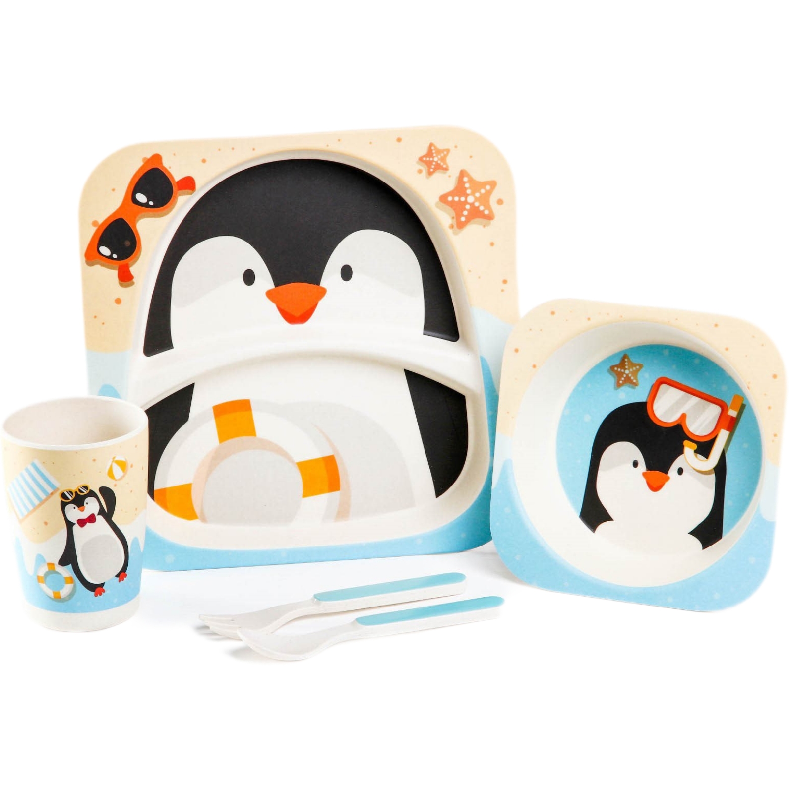 Набор бамбуковой посуды "Пингвин" (5 предметов) 4166508