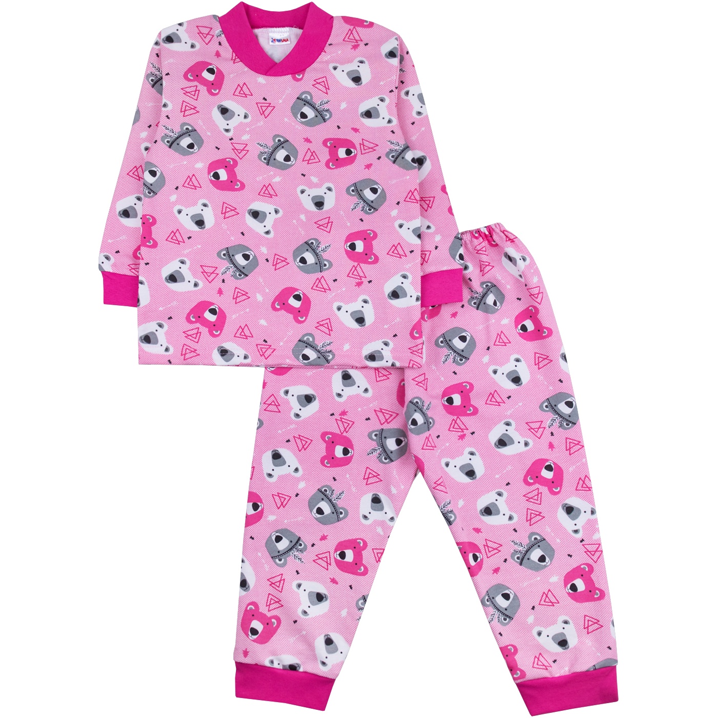 Пижама д/д 110-116 Мишки футболка д/р +брюки розовый футер 0032300801