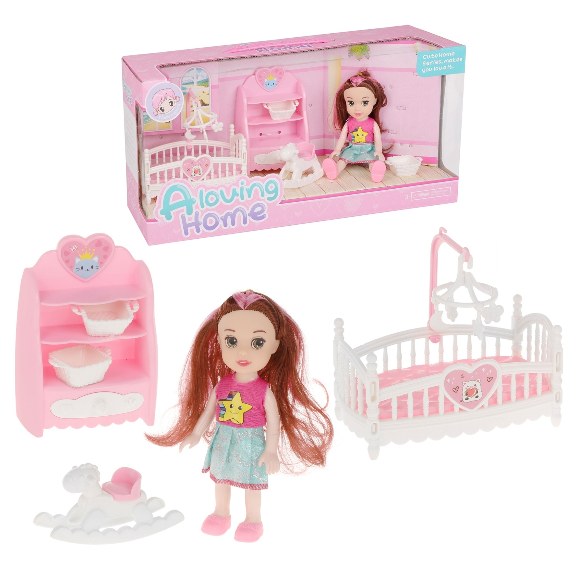 Кукла "Комната принцессы" (кроватка, шкаф, 17 см)