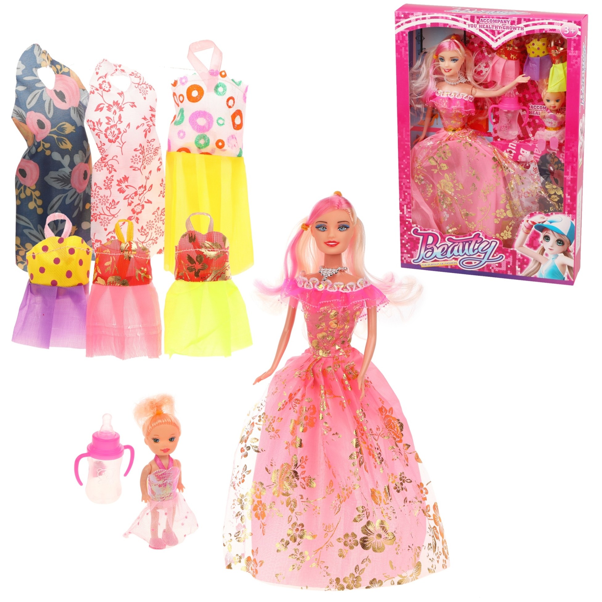 Игровой набор "Модница" (кукла 30 см, кукла 10 см, 7 предметов)