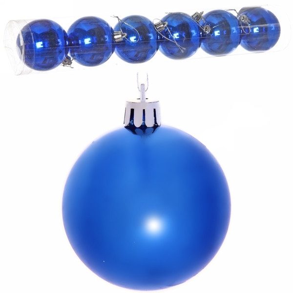 Новогодние шары 6 см (набор 6 шт) "Глянец", синий 183-880