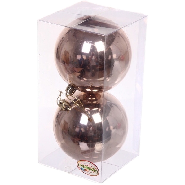 Новогодние шары 10 см (набор 2 шт) "Глянец", шампань 201-1493