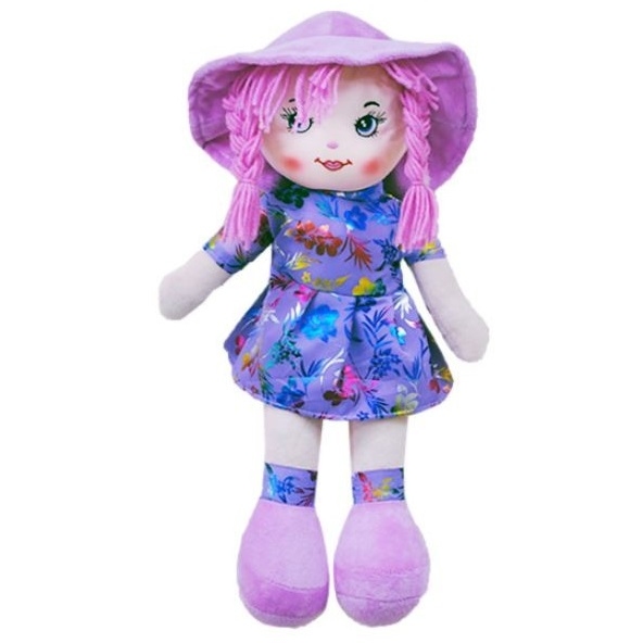 Кукла мягконабивная в платье и блестящим цветком № 2 (18x42x10 см)