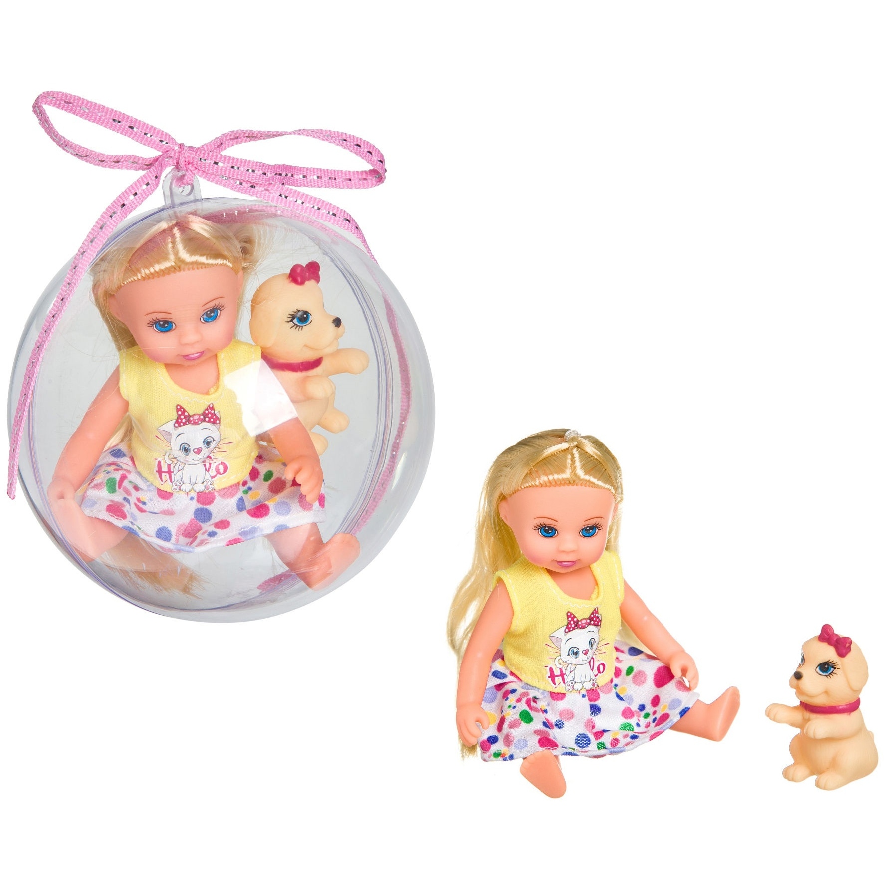 Куколка Bondibon OLY с собачкой в прозрачном шаре (13 см)