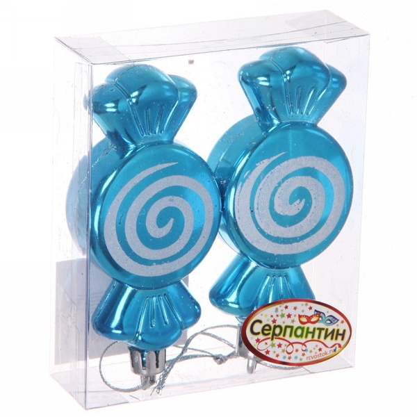 Елочные игрушки "Карамельки" 7,5 см (набор 2 шт), Синий 916-0243