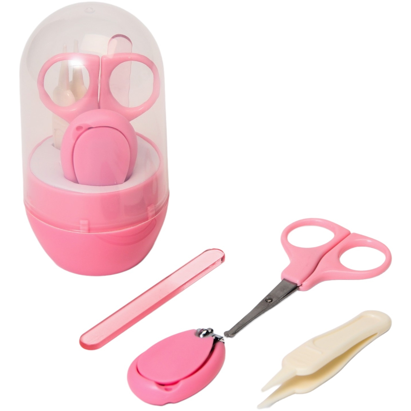 Набор маникюрный детский: ножницы, щипчики, пилочка, пинцет, цвет розовый 6931014