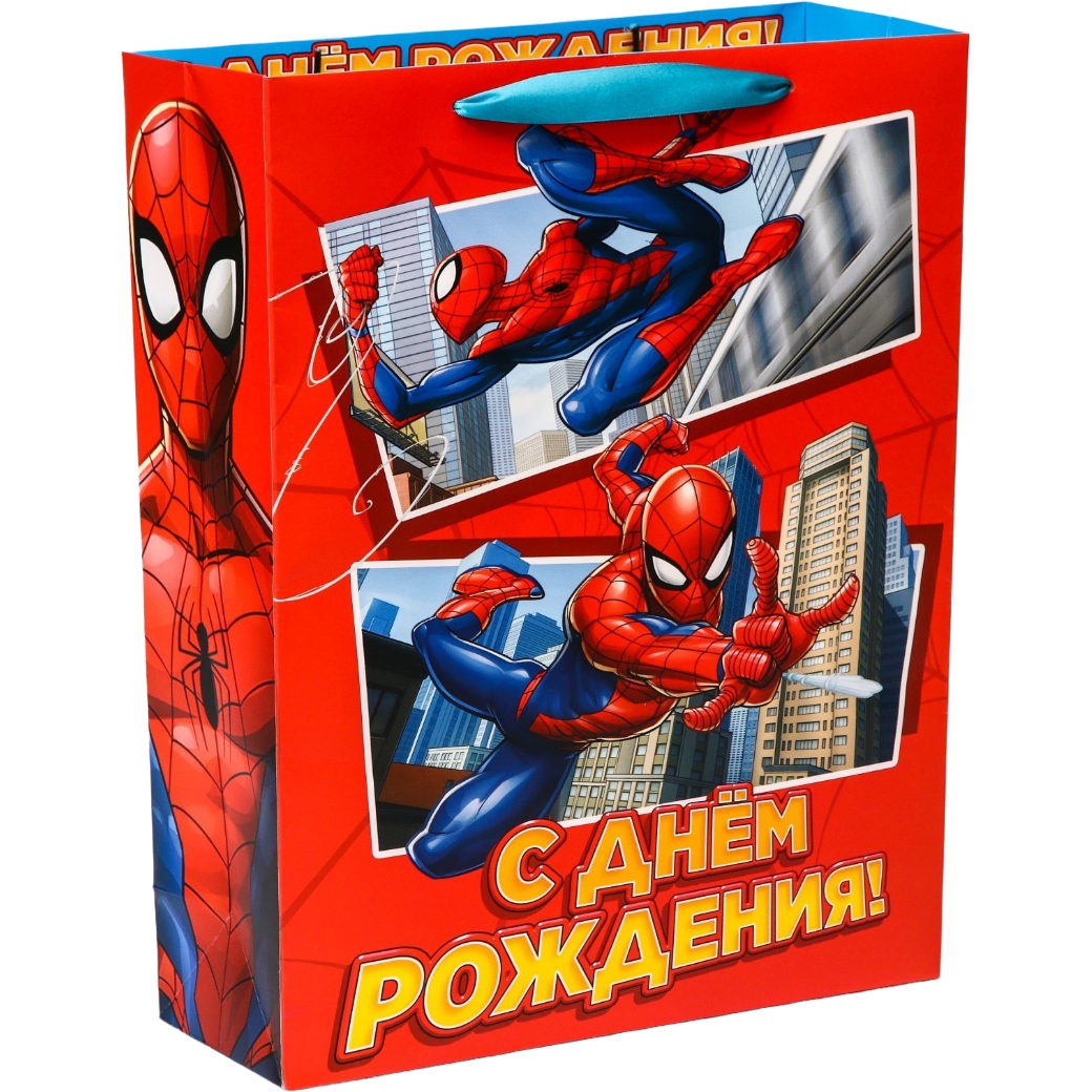 Пакет подарочный "С днем рождения!" Человек-паук (31х40х11.5 см) 7153503