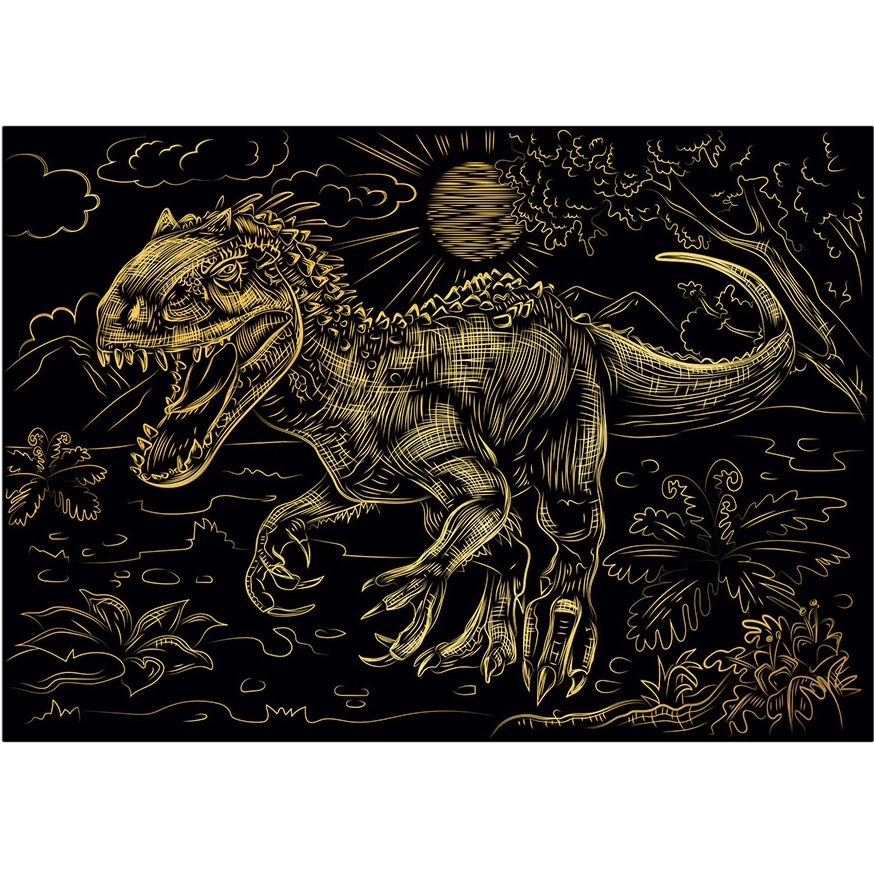 Гравюра "Большой динозавр" (золото, А4)