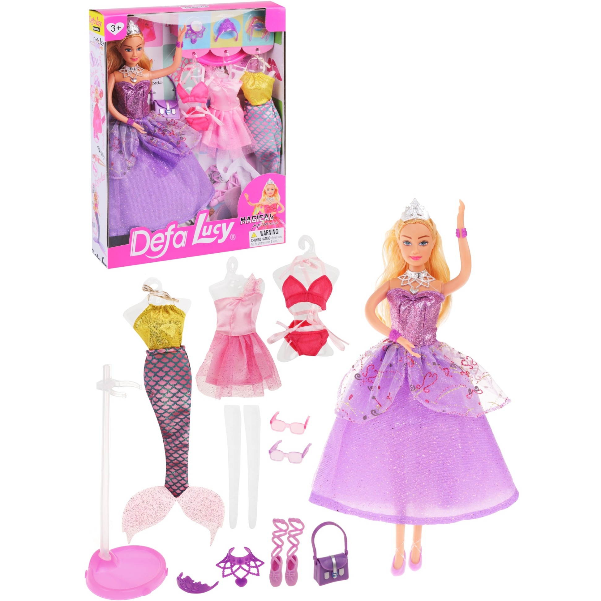 Кукла "Дефа Люси" в фиолетовом платье (14 предметов, 29 см)