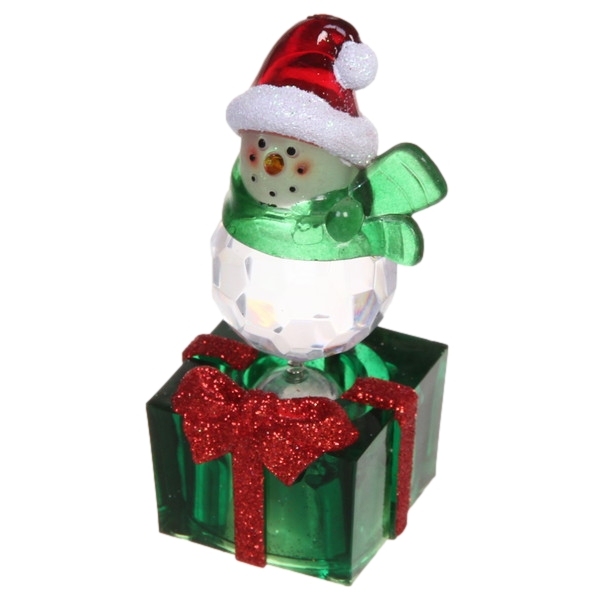 Фигурка с подсветкой "Снеговичок в шарфике на подарке" 9 см 196-856
