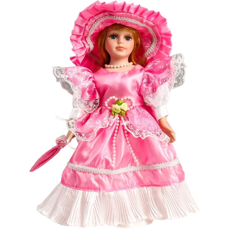 Кукла коллекционная керамика "Леди Марго в розовом платье" (30 см)
