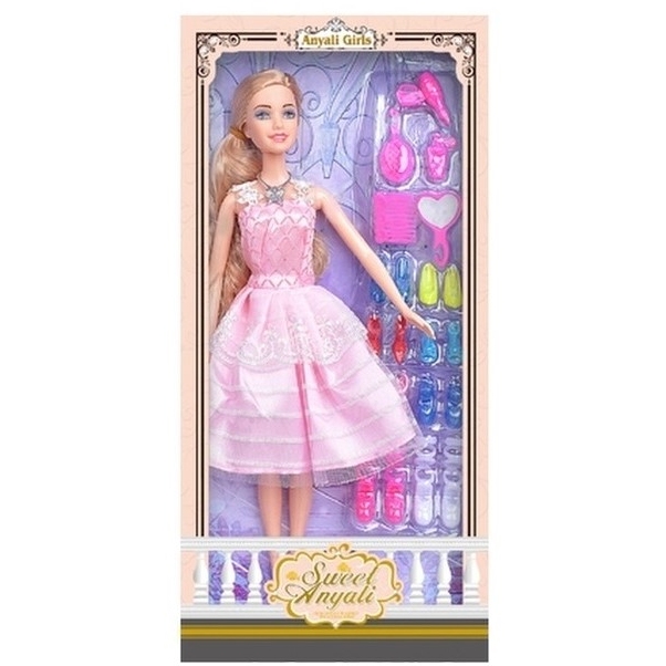 Кукла "Эния" в розовом платье (набор обуви, 29 см)