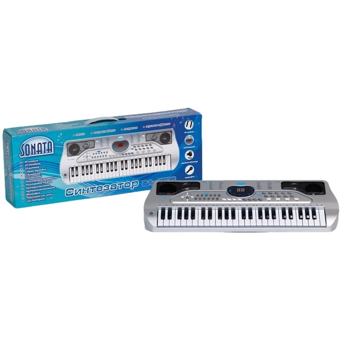 Синтезатор Sonata (с микрофоном, инструкция, 49 клавиши, 20 тембров, 20 ритмов) SA-4902