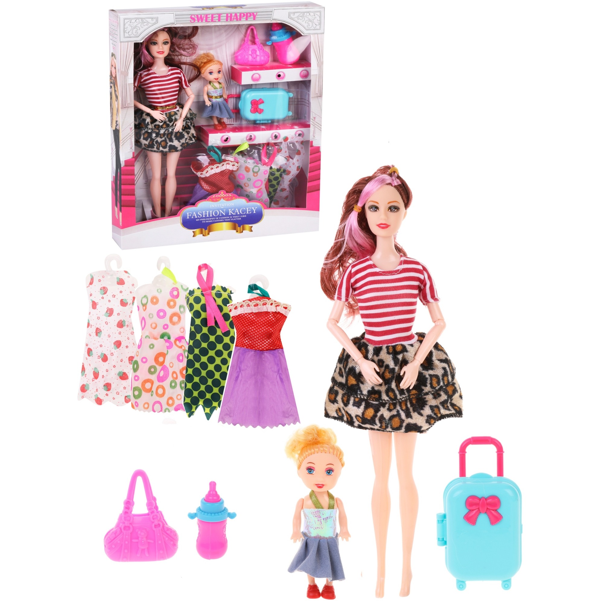 Кукла с куколкой "Красотка" (набор одежды, 30 и 9 см)