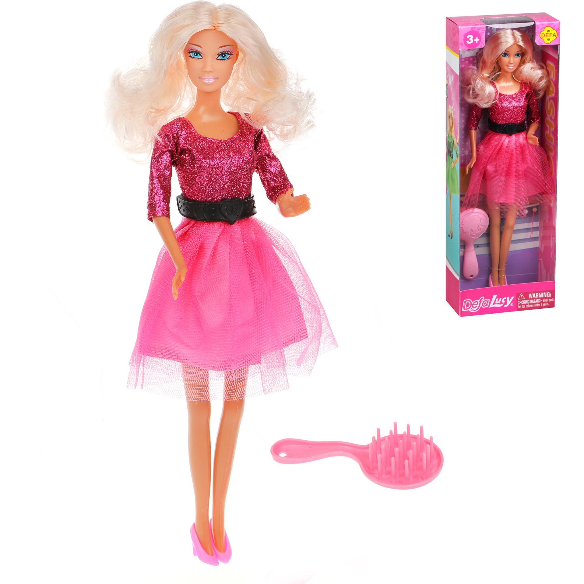 Кукла "Дефа Люси. Модница" в розовом платье (расческа, 29 см)
