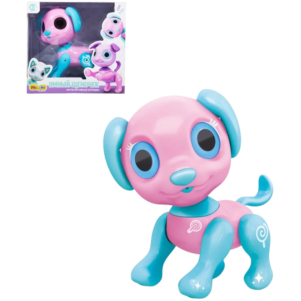 Интерактивная игрушка Mioshi Active "Умный щеночек: Конфетка" (20 см, свет, звук, танец, подвиж.)