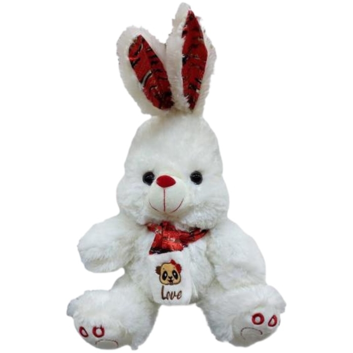 Мягкая игрушка "Заяц с красным шарфом" (22x32x24 см)