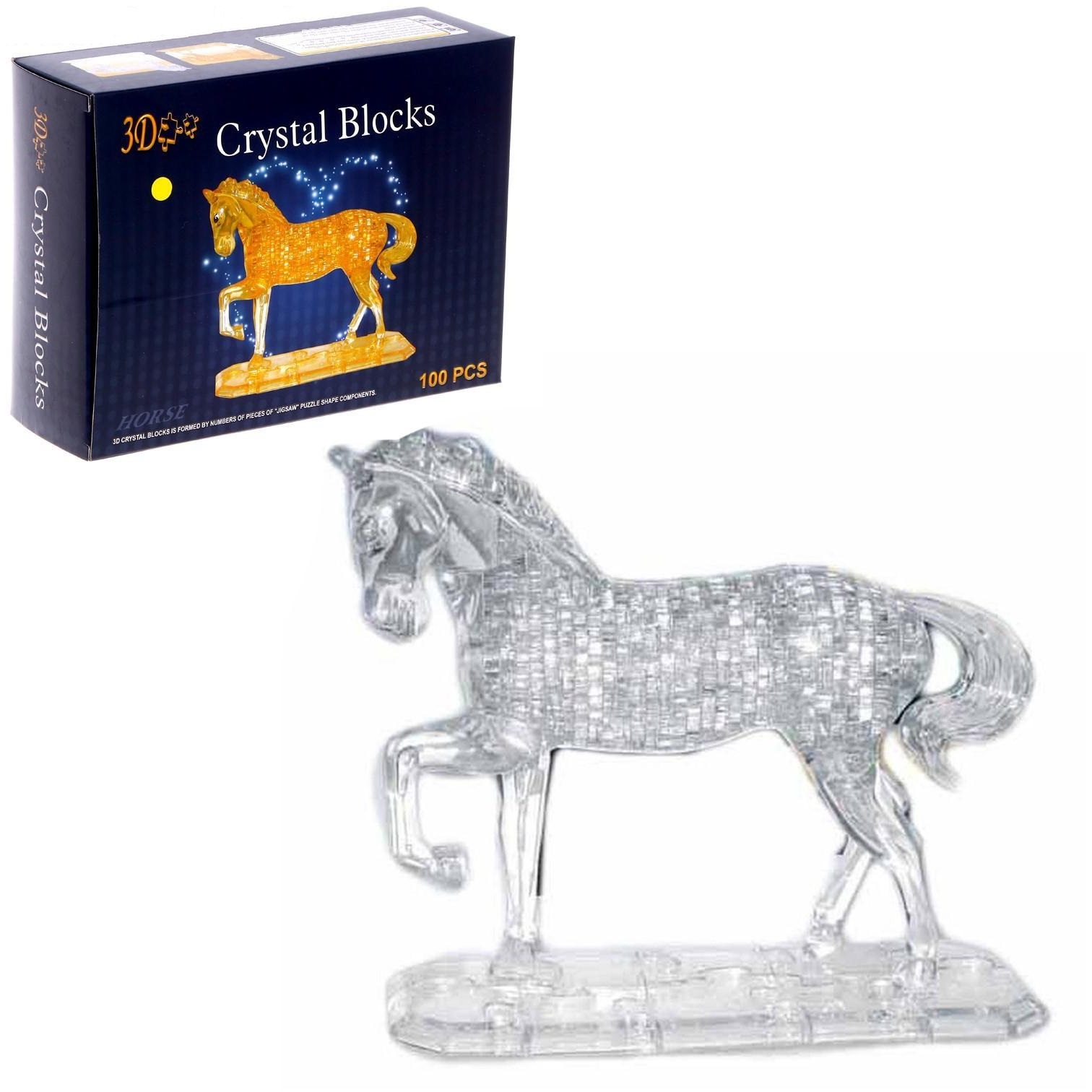 Конструктор кристаллический 3Д пазл "Лошадь на подставке" (100 дет.) 581471