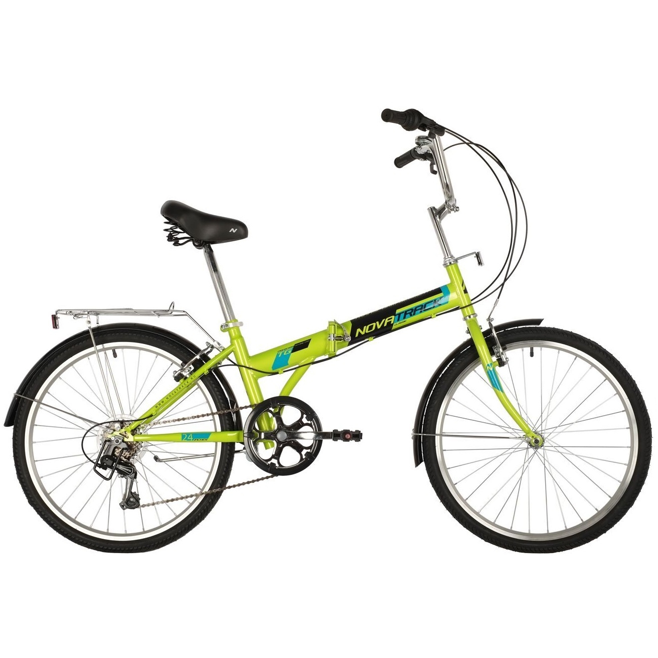 Велосипед 24" Novatrack (зеленый, складной, 6 скоростей)
