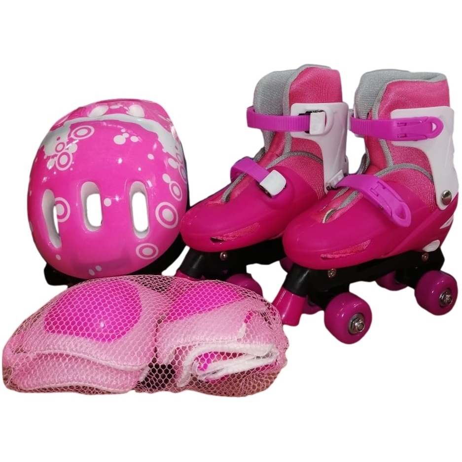 Комплект "Ролики, шлем, защита" розовый (27-30) DJS-705